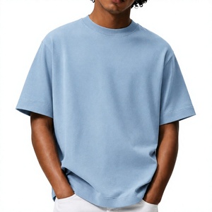 Camiseta de algodón para hombre, corte oversize, hombros caídos, cuello redondo, manga corta, estilo streetwear, para uso diario. - Product Image 1