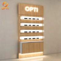 Exhibidor de Gafas de Sol Comercial con Iluminación LED, con Cerradura, de Madera, para Ópticas