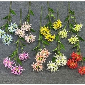 Bouquet de fleurs artificielles Lycoris Radiata en soie, lys araignée rouge, décoration pour la maison, accessoires de photographie en extérieur - Product Image 4