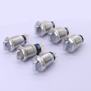 Công tắc núm kim loại 16mm 19mm 22mm với vỏ niken mạ đồng thau Công tắc lựa chọn tự khóa 3 vị trí 6 chân 2no2nc - Product Image 3