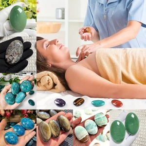 Natürlicher Kristall Jade Roh stein Hot Com press Stone Toy Halbe del stein Feder Fluorit Oval Speckstein SPA Beauty Massage - Product Image 2