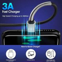 Cargador Usb Cable RTS 60W 3A 6ft Tipo-C Carga rápida USB C a USB C Cargador rápido para Samsung Galaxy