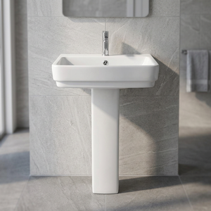 Lavabo sur pied en céramique blanche, articles sanitaires pour salle de bain, modèle Boston, provenant de Morbi, Inde - Product Image 6