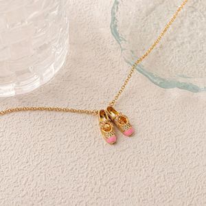 2026 Fashionable 18K Gold Plated <b>Copper</b> Necklace Zircon Ballet Shoes Pendant for Unisex Gift - Product Image 3