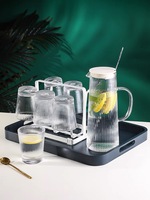 Carafe pichet à eau en verre avec couvercle, Carafe à eau résistante à la chaleur pour eau chaude/froide, thé glacé et boisson au jus