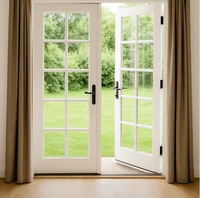 Porte intérieure en bois massif de haute qualité avec verre trempé transparent, sur mesure, apprêtée blanche, vente en gros