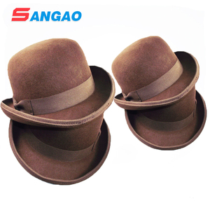 Cappelli a <span class=keywords><strong>bombetta</strong></span> in lana marrone di nuovo stile 100% fedora in feltro di lana con fodera bianca potrebbero mettere il tuo logo per donne o uomini nel festival - Product Image 1
