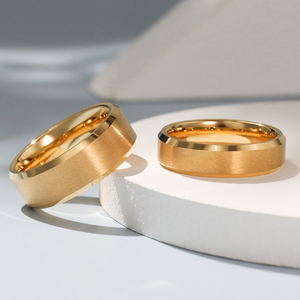 Bagues en tungstène plaqué or Tempusort, 2/4/<span class=keywords><strong>6</strong></span>/8 mm, pour hommes et femmes, bijoux classiques personnalisés, alliances brossées pour couples – Ventes flash - Product Image 3