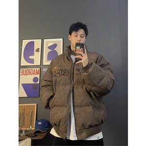 Veste d'hiver unisexe oversize à col montant et manches lanternes en polyester fin, style hip-hop américain vintage, pour couple - Product Image 2