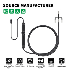 Endoscope industriel 1080P, boroscope articulé bidirectionnel, câble rigide étanche IP67 avec adaptateur anti-perte pour la vérification des tuyaux - Product Image 1