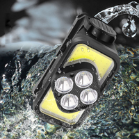 Lampe frontale LED tactique rechargeable XPE+COB 500 lumens avec zoom et stroboscope pour camping, course et activités de plein air