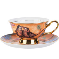 Ensemble de tasses à café et soucoupes en céramique de style européen strictement sélectionné, style pastoral, luxe léger, rétro, haut de gamme, boîte cadeau exquise, PC