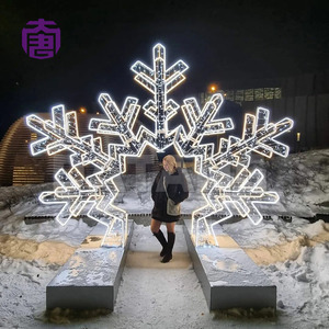 3D Illuminated Snowflake Motif <b>Lights</b> for Christmas Landscape Scene - Product Image 4