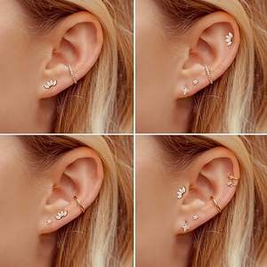 Juego de Aretes de Titanio G23 Getta Jewelry, Joyería Corporal de Moda con Parte Trasera Plana, con Diamantes Naturales Sueltos y Circonita como Piedra Principal - Product Image 3