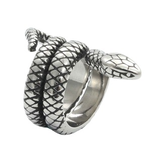 Snake <b>Ring</b> Men's Stainless Steel Animal Shape Punk Style Gift Jewelry <b>Silver</b> Gold Black Color - Product Image 1