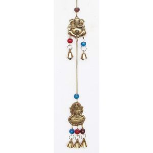 Carillons éoliens en laiton de style indien vintage chaîne décorative de perles en métal cloches murales om-ganesha-laxmiji fournitures de jardin - Product Image 6