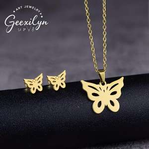 यूरोपीय अमेरिकी पंक मिश्र धातु तीन-टुकड़ा हार और इयररिंग सेट यूनिसेक्स ट्रेंडी चिकनी ज्यामितीय डिजाइन चीन में बनाया गया - Product Image 3