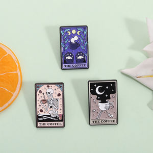 Эмалевые значки в стиле панк-готика: кошачий скелет, пьющий кофе, брошь, нагрудный значок, украшение на Хэллоуин, оптовая продажа - Product Image 2