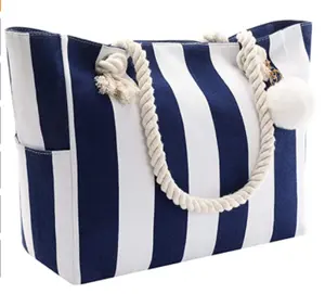Tela grande extra impermeável saco de praia com bolsos internos para viagens, academia, natação e feriados da praia