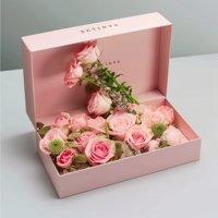 Luxe ronde bloemen cadeaudoos op maat met logo, fluwelen hoedendoos voor rozen, geconserveerde bloemen, Valentijn verpakking