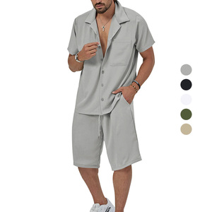 <span class=keywords><strong>Abbigliamento</strong></span> da <span class=keywords><strong>uomo</strong></span> per tutti i giorni 2 pezzi Set Casual estivo con bottoni e pantaloncini - Product Image 3