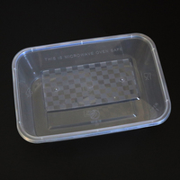 Récipient en plastique transparent jetable rectangulaire de 750ml avec couvercle Récipient alimentaire micro-ondable