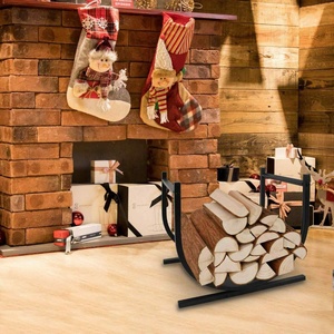 Casier de stockage noir pour bûches, support décoratif en fer métallique pour <span class=keywords><strong>la</strong></span> maison, cheminée domestique - Product Image 5
