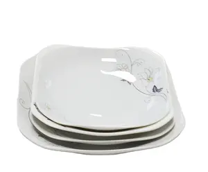 Décalcomanie en forme carrée 10.5 pouces, assiettes à dîner en céramique, assiettes en porcelaine pour la vente en gros - Product Image 1