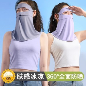 Masque de protection solaire intégral pour l'été UPF50+ en soie glacée respirante, protection UV pour femmes, utilisation en extérieur - Product Image 4