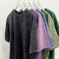 T-shirt Homme Col Rond Oversize 100% Coton Vintage Délavé à l'Acide, Impression DTG Logo Personnalisé, Vierge, Écologique, Respirant, Tricoté