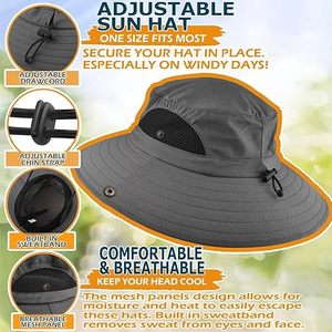 Chapeau de pêche à large bord unisexe personnalisé HKZB pour l'extérieur, pliable avec cordon de serrage, résistant à l'eau et à séchage rapide - Product Image 3