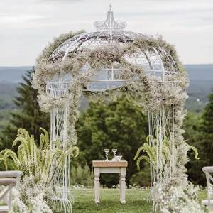 Gazebo de Jardín con Estructura de Hierro Forjado y <span class=keywords><strong>Techo</strong></span> de Tela Impermeable, Diseño Portátil para Eventos Temporales - Product Image 5