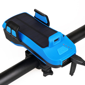 Luz Delantera Solar para Bicicleta 4000mAh Azul Impermeable LED con Bocina y Soporte para Teléfono para Bicicleta de Montaña - Product Image 4