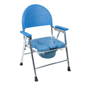 Folding <b>Commode</b> <b>Chair</b> KY817LB Blue With Padded Seat And Back For Seniors And Disabled Bathroom Safety Equipment - Product Image 2
