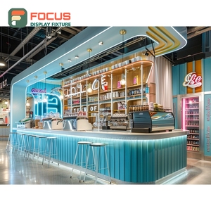 Vitrina de Gran Formato para Cafetería, Acabado en Nogal, Mueble para Tienda Minorista, Vitrina Comercial para Cafetería - Product Image 1