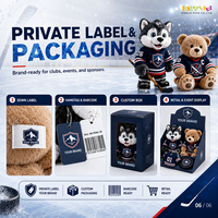 Mascotte en peluche de hockey sur glace en gros pour clubs, polyester recyclé, logo personnalisé, jersey OEM ODM, livraison rapide
