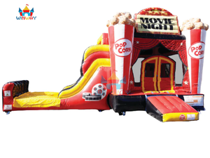 Château gonflable à thème soirée cinéma avec toboggan - <span class=keywords><strong>Maison</strong></span> de jeu gonflable cinéma popcorn pour enfants, fête commerciale en plein air - Product Image 3