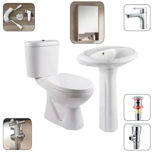 Ceramic toilet set malaysia project type bathroom two piece toilet and wash basin sink set