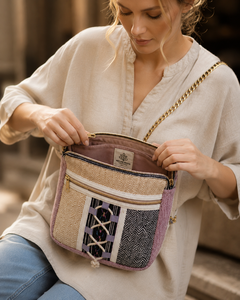 Geometric Pattern Shoulder <b>Bag</b> With Decorative Woven Panels And Adjustable Strap For Women Shopping Travel <b>Work</b> And Casual Wear - Product Image 3