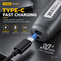 Ensemble d'outils de tournevis électrique domestique 37-en-1 avec batterie au lithium rechargeable, couple élevé 2 Nm