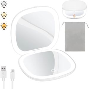 Portable Cosmetic Vanity <b>Mirror</b> with <b>LED</b> Lights Dual Sided Magnifying Foldable Makeup <b>Mirror</b> - Product Image 1