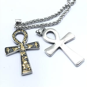 Colgante Grande de Cruz Ankh de Acero Inoxidable Fundido, con Símbolo Hieroglífico Egipcio Antiguo en Relieve - Product Image 3