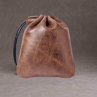 Pochette à cordon en cuir véritable, sac de rangement portable pour cosmétiques, rouges à lèvres, bijoux, pochette organisatrice en cuir pour un usage quotidien en voyage