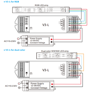 ตัวควบคุมไฟแถบ RGB แบบ LED 12-48VDC 6A 3CH สำหรับ V3-L ไฟแถบ RGB LED CCT LED RF - Product Image 5