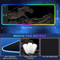 Tapis de souris de jeu RGB avec chargeur sans fil, rétroéclairage LED RGB, grand tapis de souris XXL avec support pour téléphone pour ordinateur portable