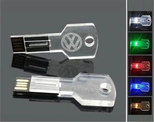 Memoria flash USB 2,0 con forma de llave, logo personalizado, almacenamiento libre de datos, luz LED transparente, 32gb, 64gb - Product Image 6