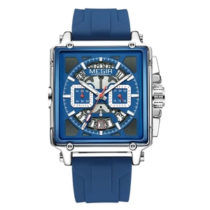 Megir 2233 Chronograph vuông đồng hồ nam thời trang thể thao hoàn chỉnh lịch Dây đeo Silicone 30m cuộc sống không thấm nước Đồng hồ nam - Product Image 5