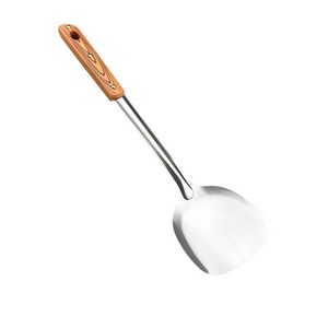 Stainless Steel Wok Spatula With Wood Grain Handle Thickened Long Handle For Frying And Stir Fry Cooking Utensil - Product Image 1