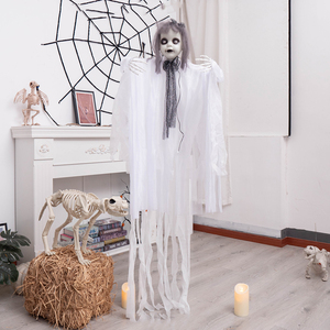 Decorazione di Halloween Attivata dal Suono, Pendente Elettrico Luminoso a Induzione, <span class=keywords><strong>Bambina</strong></span> in Abito Bianco Appesa, Fantasma per Casa Stregata - Product Image 1