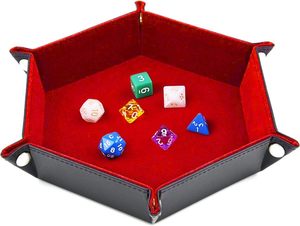 Estuche para dados hexagonal de doble capa de cuero PU duradero al por mayor, bandeja plegable para juegos de mesa D&D - Product Image 1